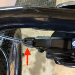 Barrel Adjuster on a Shimano XT shifter. Pictured in the lowest cable tension position. Photo: Mike Lavery