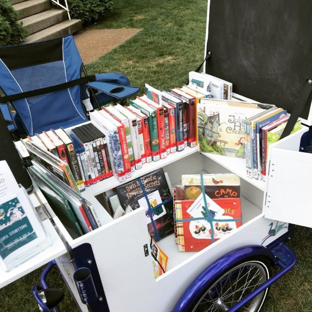 icicle tricycles book bike, library trike school opened mobile picture books