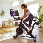 Indoor cycling studio with bikes