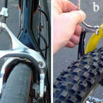Open the brake so the tire fits through.