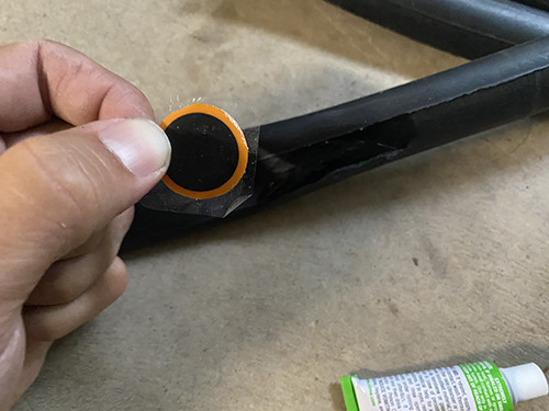 Applying the patch to the inner tube