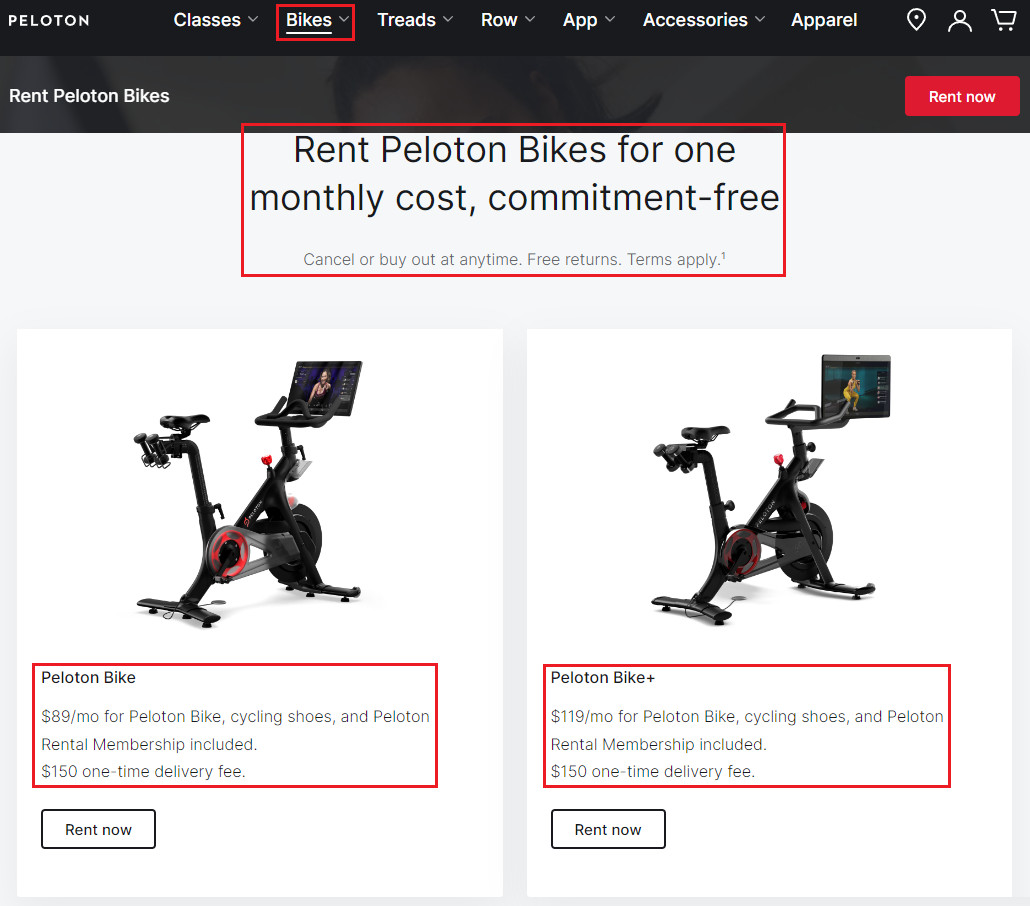 Peloton Bike Rental Option