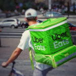 Rider on bicycle delivering food
