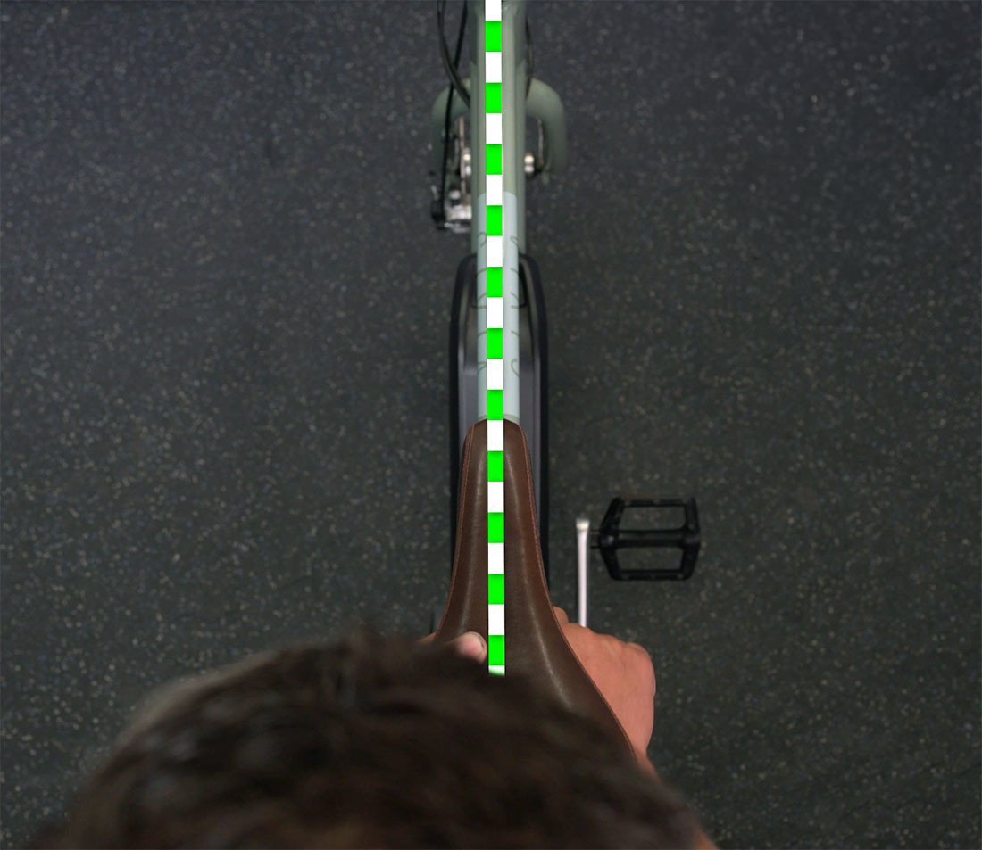 Align the nose of the saddle with the top tube of the frame