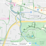 Bike paths along rivers, roads, highways, and parks