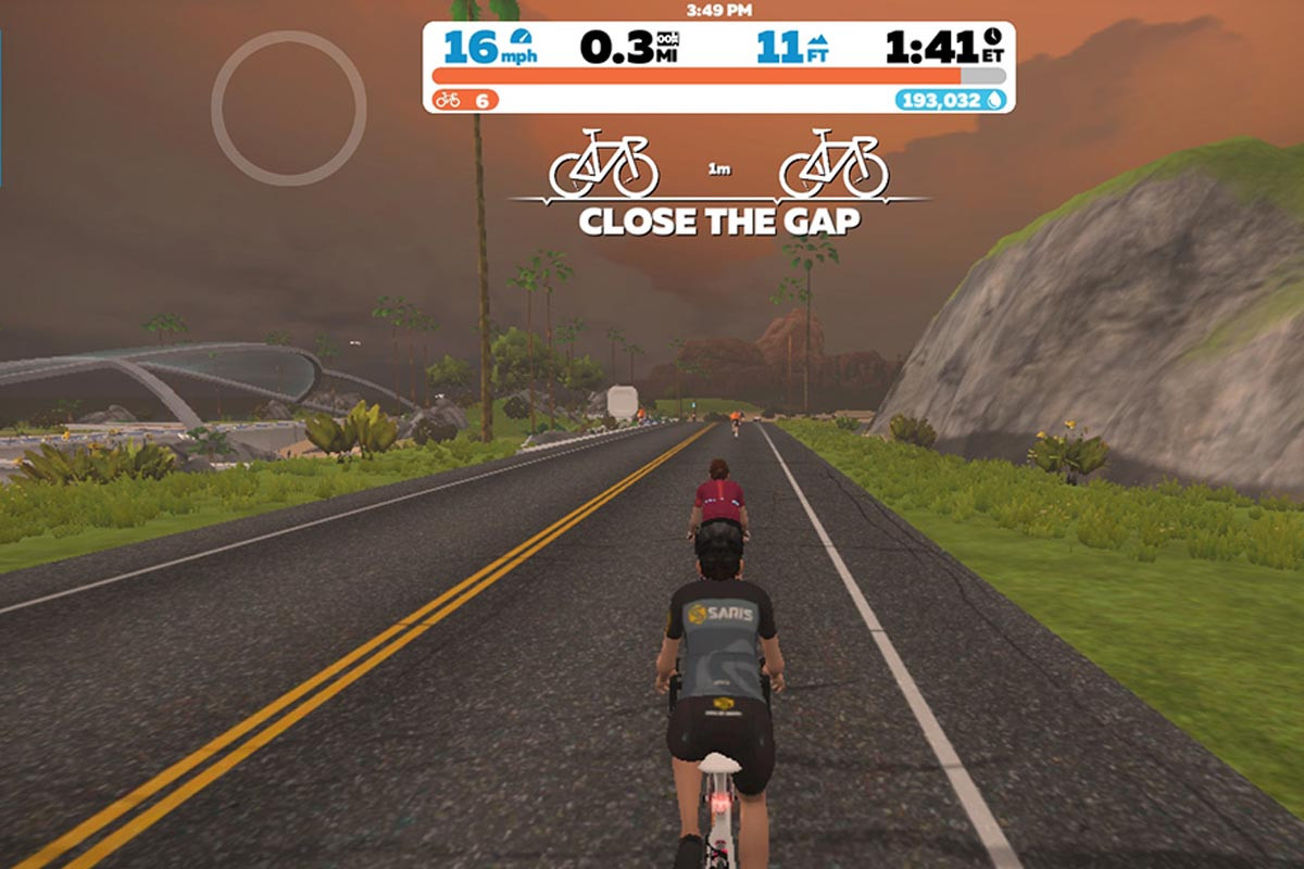 Riding a bike in Zwift