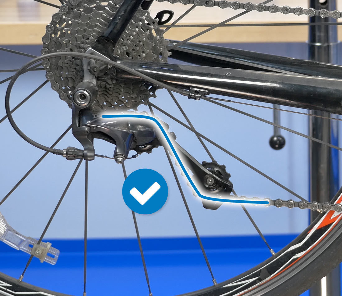 Slight bend at each pulley