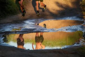 Cyclists on the American River Bike Trail enjoying the scenery